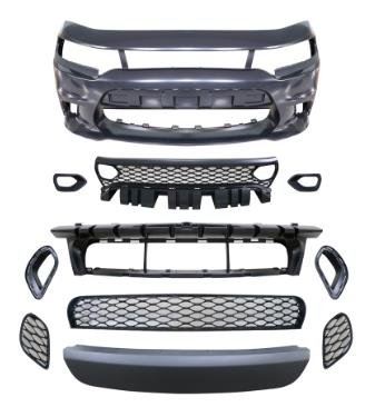 Reinforced Front Bumper Assembly for Dodge Charger Hellcat 2019 with 1000HP-Capable Cooling Architecture & Track-Validated Aero Profile